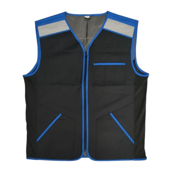 Workwear vests — a real sample off our apparel lines