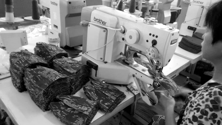Sewing station on one of our production floors