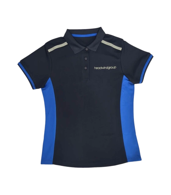 A custom polo shirt, a real sample from our apparel lines
