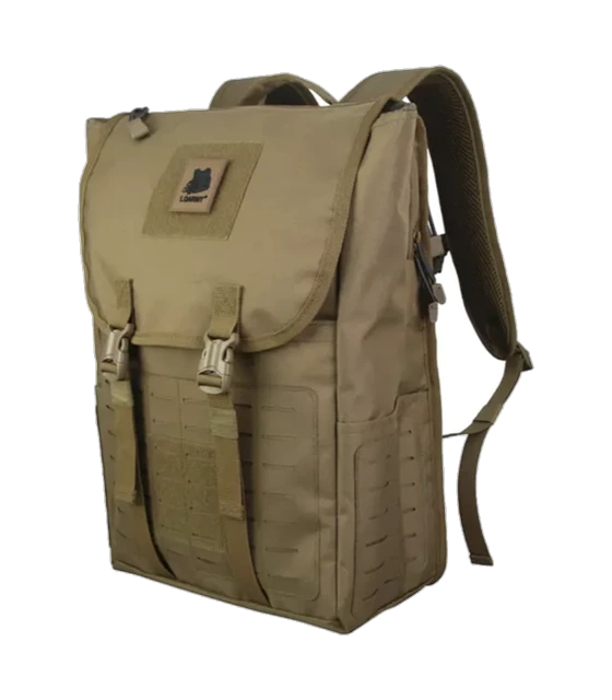 A custom backpack in olive, a real sample from our bag lines