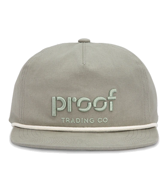 A Proof rope-brim cap with tonal 3D embroidery — our own label, designed, developed and produced by Headwind