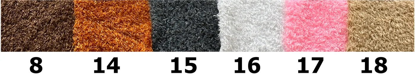 Curly fur stock colours, numbered