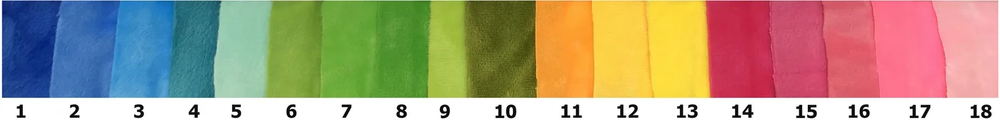 Velboa Standard stock colours, numbered