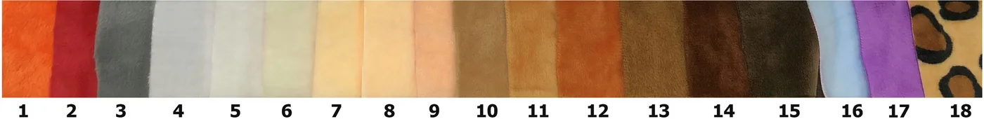 Velboa Standard stock colours, numbered